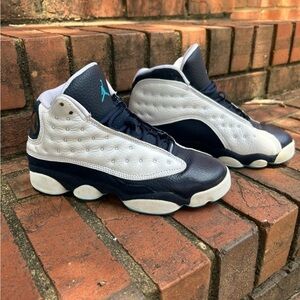 Jordan 13 Retro Obsidian White/Dk Powder Blue-Multi  size Y4.5